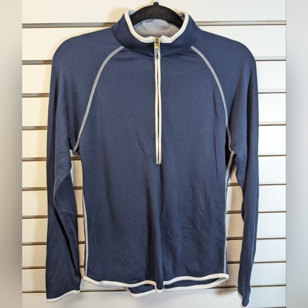 Peter Millar Ladies Navy/White Golf Half Zip Pullover Size M 100% Cotton EUC